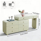 Expandable Modern Vanity Desk With 8 Drawers - MDF & Solid Particle Board Minimalist Makeup Vanity With Storage For Bedroom Lumendat