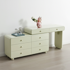 Expandable Modern Vanity Desk With 8 Drawers - MDF & Solid Particle Board Minimalist Makeup Vanity With Storage For Bedroom Lumendat