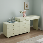 Expandable Modern Vanity Desk With 8 Drawers - MDF & Solid Particle Board Minimalist Makeup Vanity With Storage For Bedroom Lumendat