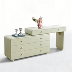 Expandable Modern Vanity Desk With 8 Drawers - MDF & Solid Particle Board Minimalist Makeup Vanity With Storage For Bedroom Lumendat