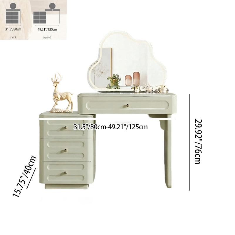 Expandable Modern Vanity Desk With 3-Drawer Cabinet - MDF & Solid Particle Board Minimalist Makeup Vanity With Storage For Bedroom Lumendat