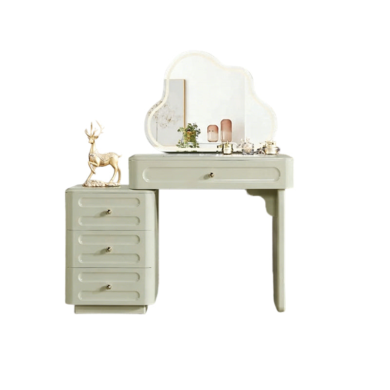 Expandable Modern Vanity Desk With 3-Drawer Cabinet - MDF & Solid Particle Board Minimalist Makeup Vanity With Storage For Bedroom Lumendat