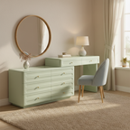 Space-Saving Expandable Dressing Table With Storage - Modern Minimalist MDF & Solid Particle Board Makeup Vanity With 8 Drawers For Bedroom Lumendat