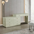 Space-Saving Expandable Dressing Table With Storage - Modern Minimalist MDF & Solid Particle Board Makeup Vanity With 8 Drawers For Bedroom Lumendat