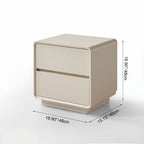 Modern Minimalist MDF Cream White Nightstand 2-Drawer - Rounded Edge Bedside Storage Cabinet With Hidden Handle For Bedroom Lumendat