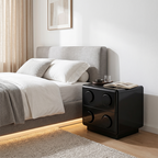 Contemporary Creative MDF Nightstand - Block-Inspired 2-Drawer Bedside Storage Cabinet With Rounded Edges & Built-in Knob Handles For Bedroom Lumendat
