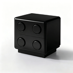 Contemporary Creative MDF Nightstand - Block-Inspired 2-Drawer Bedside Storage Cabinet With Rounded Edges & Built-in Knob Handles For Bedroom Lumendat