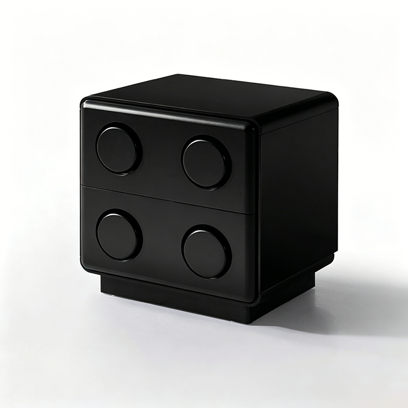 Contemporary Creative MDF Nightstand - Block-Inspired 2-Drawer Bedside Storage Cabinet With Rounded Edges & Built-in Knob Handles For Bedroom Lumendat