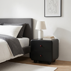 Modern Minimalist MDF Cream Style Nightstand With Dual Round Handles - 2 Drawers Bedside Table With Rounded Corners Storage Cabinet For Bedroom Lumendat