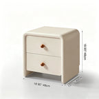 Modern Minimalist MDF Cream Nightstand - 2 Drawers Bedside Table With Rounded Corners & Open Base Storage Cabinet For Bedroom Lumendat