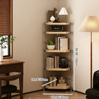 Modern Minimalist Particleboard & Steel Triangle Corner Shelf Unit With 4-Tiers For Living Room And Home Office DFM-F