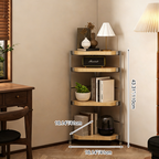 Modern Minimalist Particleboard & Steel Triangle Corner Shelf Unit With 4-Tiers For Living Room And Home Office DFM-F