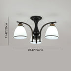 Contemporary Nordic Iron Glass Mushroom 3/5/6/8/10-light Semi-flush Mount Ceiling Light for Living Room