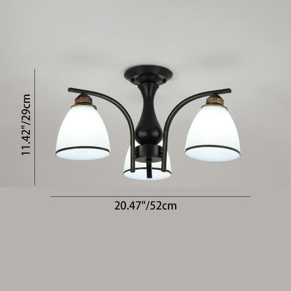 Contemporary Nordic Iron Glass Mushroom 3/5/6/8/10-light Semi-flush Mount Ceiling Light for Living Room