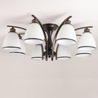 Contemporary Nordic Iron Glass Mushroom 3/5/6/8/10-light Semi-flush Mount Ceiling Light for Living Room