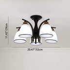 Contemporary Nordic Iron Glass Mushroom 3/5/6/8/10-light Semi-flush Mount Ceiling Light for Living Room