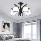 Contemporary Nordic Iron Glass Mushroom 3/5/6/8/10-light Semi-flush Mount Ceiling Light for Living Room