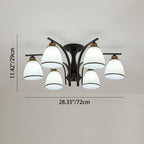 Contemporary Nordic Iron Glass Mushroom 3/5/6/8/10-light Semi-flush Mount Ceiling Light for Living Room