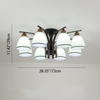 Contemporary Nordic Iron Glass Mushroom 3/5/6/8/10-light Semi-flush Mount Ceiling Light for Living Room