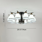 Contemporary Nordic Iron Glass Mushroom 3/5/6/8/10-light Semi-flush Mount Ceiling Light for Living Room