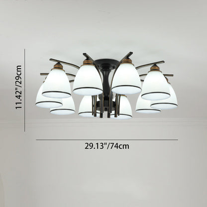 Contemporary Nordic Iron Glass Mushroom 3/5/6/8/10-light Semi-flush Mount Ceiling Light for Living Room