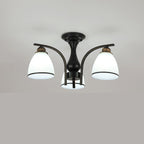 Contemporary Nordic Iron Glass Mushroom 3/5/6/8/10-light Semi-flush Mount Ceiling Light for Living Room