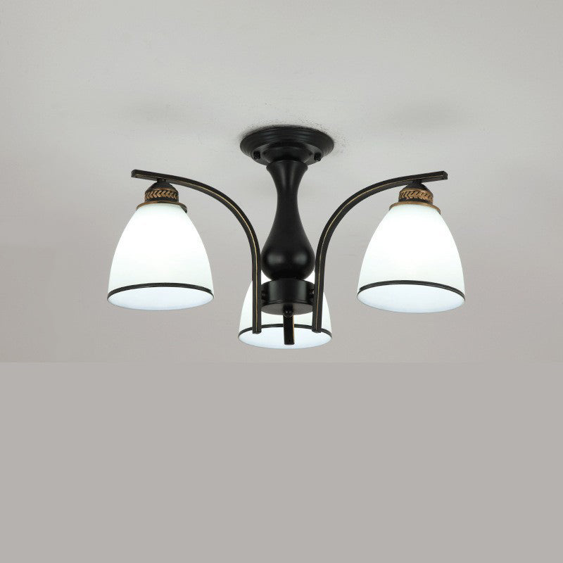 Contemporary Nordic Iron Glass Mushroom 3/5/6/8/10-light Semi-flush Mount Ceiling Light for Living Room