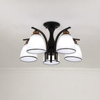 Contemporary Nordic Iron Glass Mushroom 3/5/6/8/10-light Semi-flush Mount Ceiling Light for Living Room