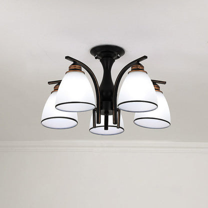 Contemporary Nordic Iron Glass Mushroom 3/5/6/8/10-light Semi-flush Mount Ceiling Light for Living Room