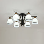 Contemporary Nordic Iron Glass Mushroom 3/5/6/8/10-light Semi-flush Mount Ceiling Light for Living Room