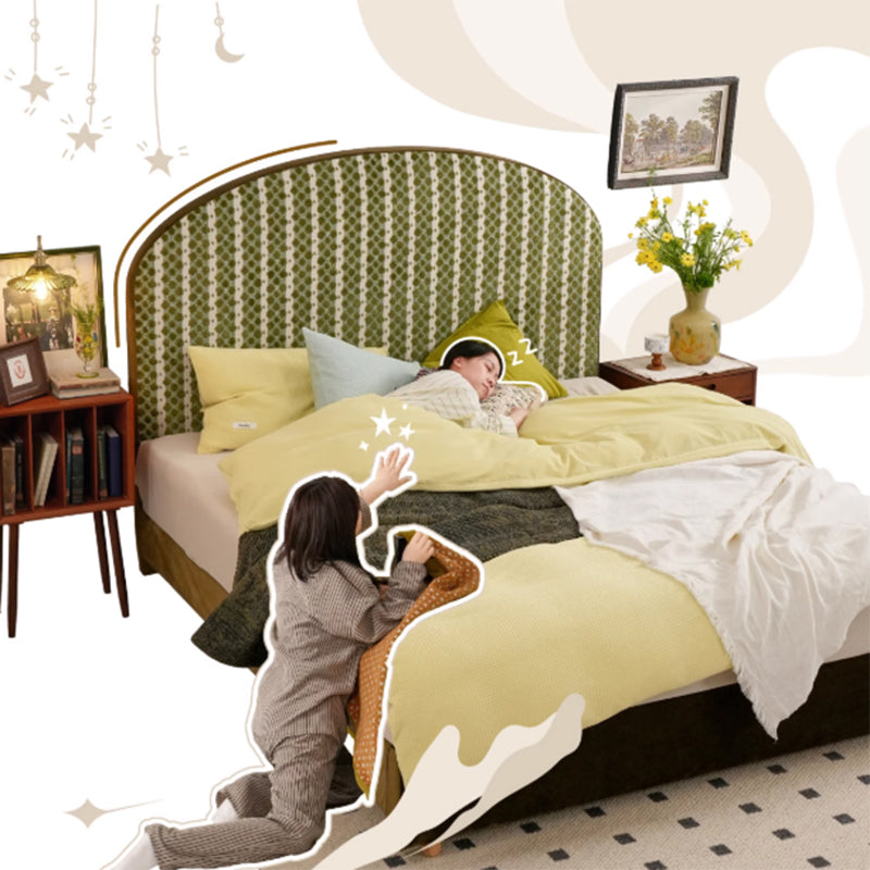 Removable Covers Beech Wood Bed Frame - Retro Customizable & Eco-Friendly Bed Lumendat