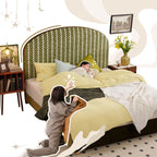 Removable Covers Beech Wood Bed Frame - Retro Customizable & Eco-Friendly Bed Lumendat