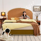 Removable Covers Beech Wood Bed Frame - Retro Customizable & Eco-Friendly Bed Lumendat