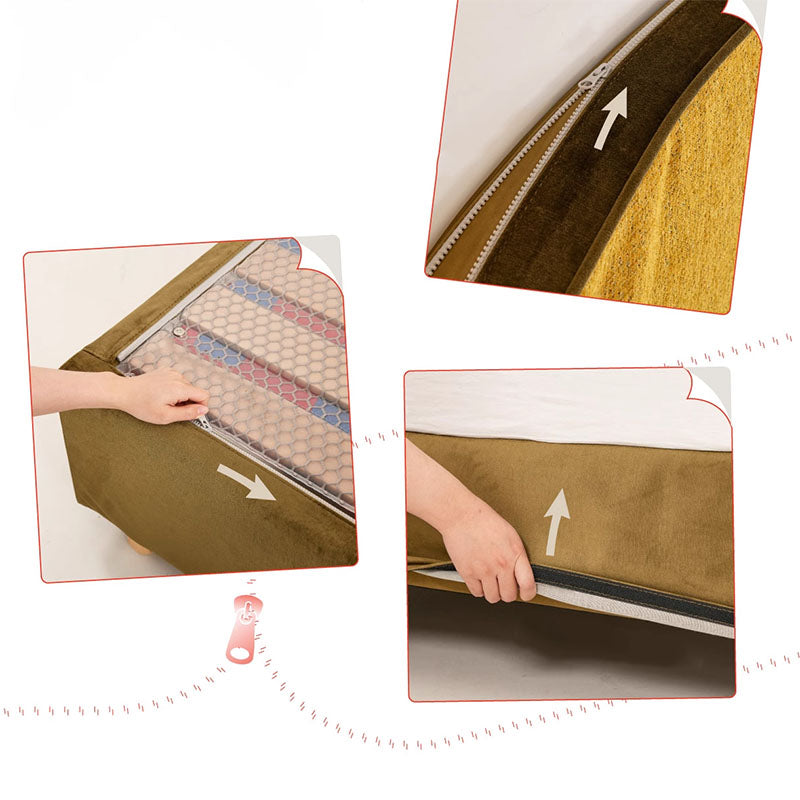Removable Covers Beech Wood Bed Frame - Retro Customizable & Eco-Friendly Bed Lumendat
