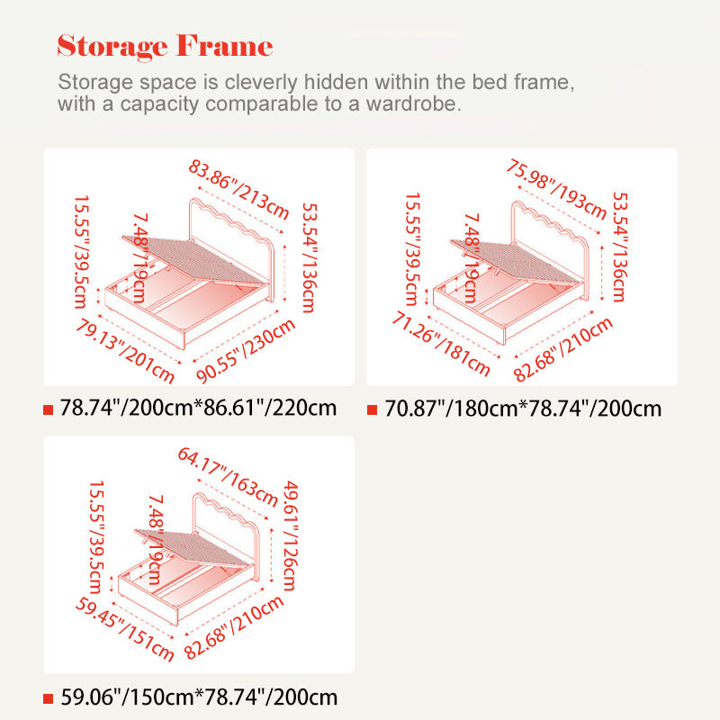 Wavy Paint-Free Solid Wood Bed Frame - Beige Linen French Design For Your Bedroom Lumendat