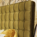 Velvet Sustainable Solid Wood Bed Frame - Vintage Cottage Olive Green Tufted Design Lumendat