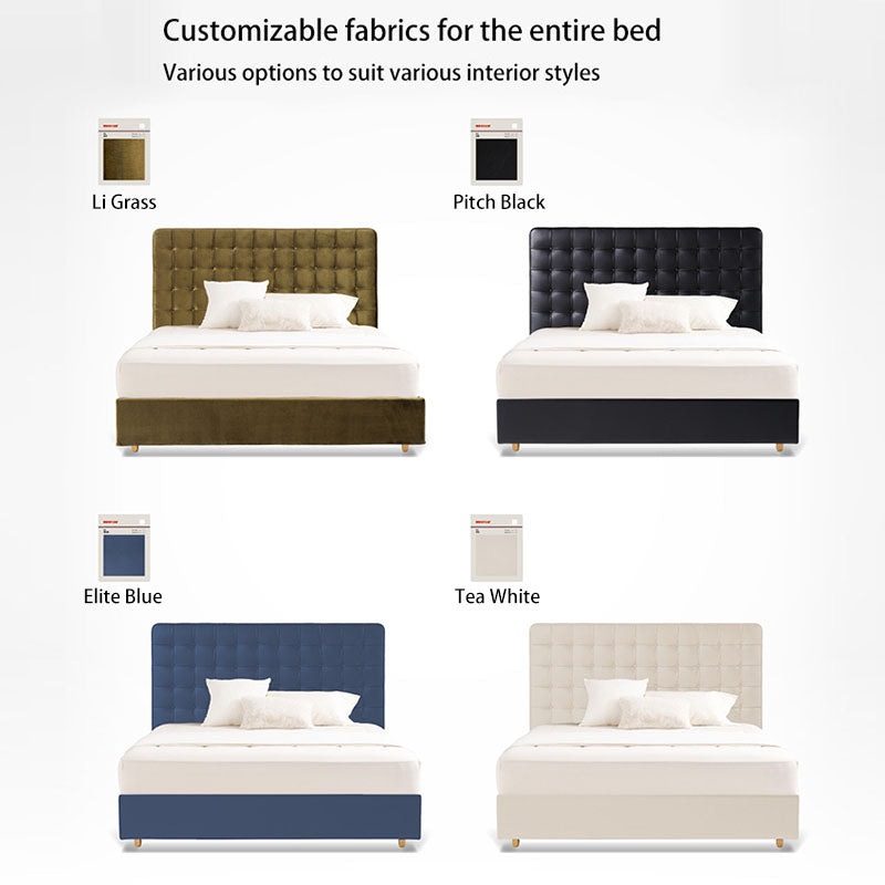 Velvet Sustainable Solid Wood Bed Frame - Vintage Cottage Olive Green Tufted Design Lumendat