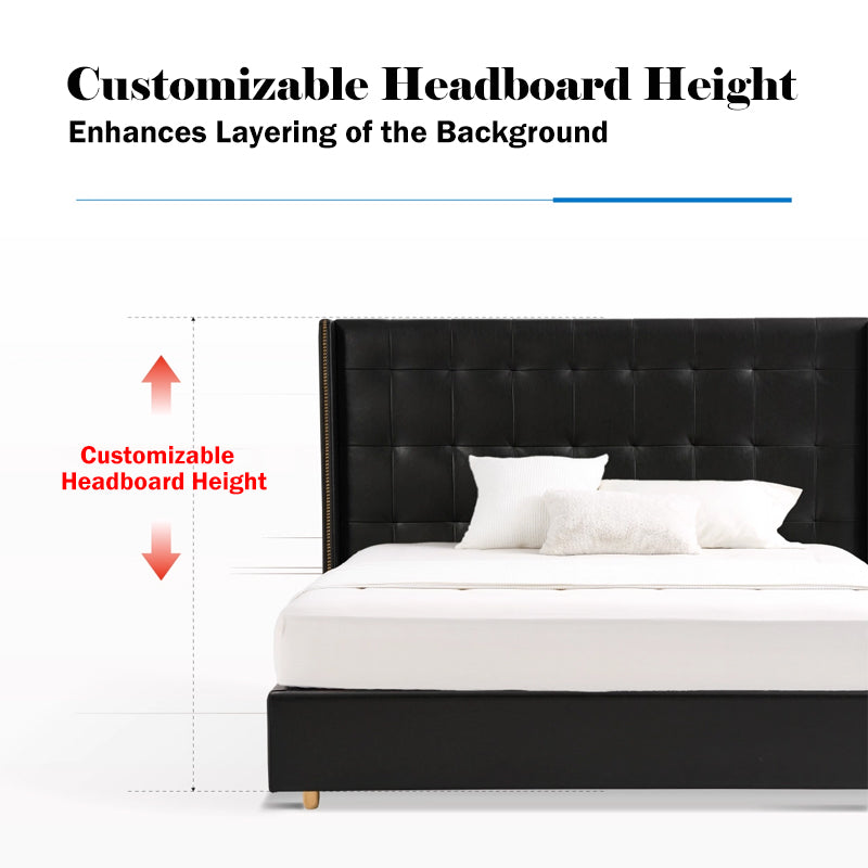 Sustainable Microfiber Leather Curved Canopy Bed Frame - French Design Detachable Fabric Cover Customizable And Elegant For Your Bedroom Lumendat