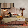 Detachable Dual-Tone Leather & Fabric Covers - Elegant French Curved Headboard Bed Frame For Your Bedroom Lumendat
