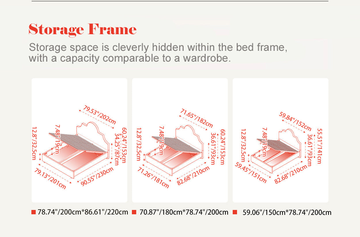Detachable Dual-Tone Leather & Fabric Covers - Elegant French Curved Headboard Bed Frame For Your Bedroom Lumendat