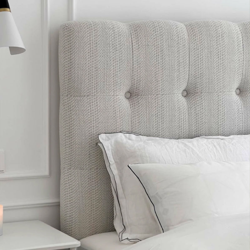Modern Cream Soft Upholstered Headboard Fabric Bed Frame - Minimalist Elegant Clean Edges Bed For Your Bedroom Lumendat