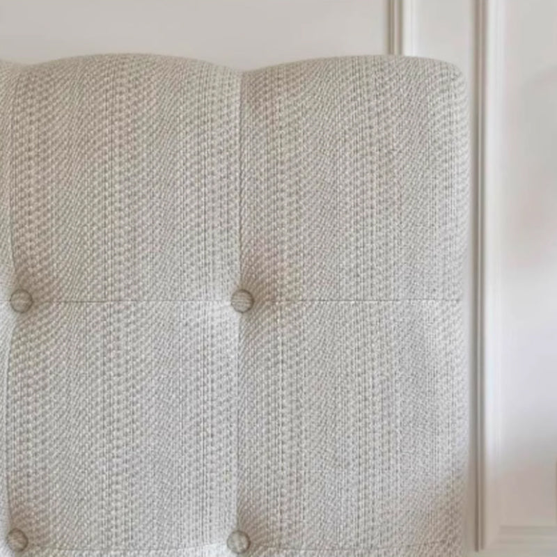 Modern Cream Soft Upholstered Headboard Fabric Bed Frame - Minimalist Elegant Clean Edges Bed For Your Bedroom Lumendat