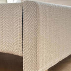 Modern Cream Soft Upholstered Headboard Fabric Bed Frame - Minimalist Elegant Clean Edges Bed For Your Bedroom Lumendat