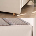 Elegant Pearl Microfiber Leather Upholstered Headboard Bed Frame - Luxury Refined Smooth Edges Bed For Your Bedroom Lumendat