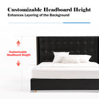 Elegant Pearl Microfiber Leather Upholstered Headboard Bed Frame - Luxury Refined Smooth Edges Bed For Your Bedroom Lumendat