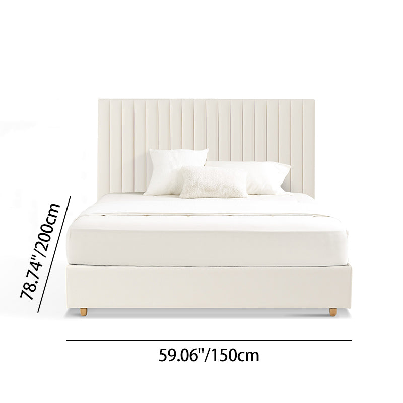 White Vertical Channel Tufted Headboard Bed Frame - French-Style Soft Upholstery & Clean Edge Bed For Your Bedroom Lumendat