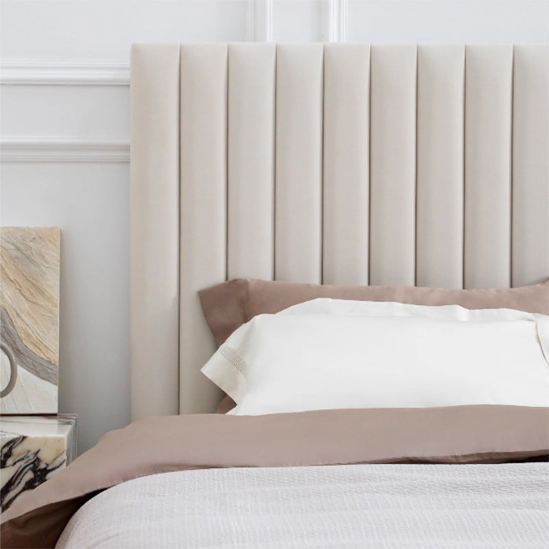 White Vertical Channel Tufted Headboard Bed Frame - French-Style Soft Upholstery & Clean Edge Bed For Your Bedroom Lumendat