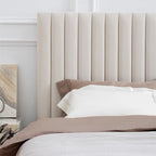 White Vertical Channel Tufted Headboard Bed Frame - French-Style Soft Upholstery & Clean Edge Bed For Your Bedroom Lumendat
