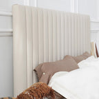 White Vertical Channel Tufted Headboard Bed Frame - French-Style Soft Upholstery & Clean Edge Bed For Your Bedroom Lumendat