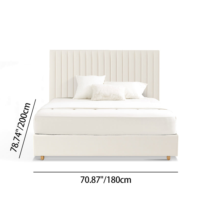 White Vertical Channel Tufted Headboard Bed Frame - French-Style Soft Upholstery & Clean Edge Bed For Your Bedroom Lumendat